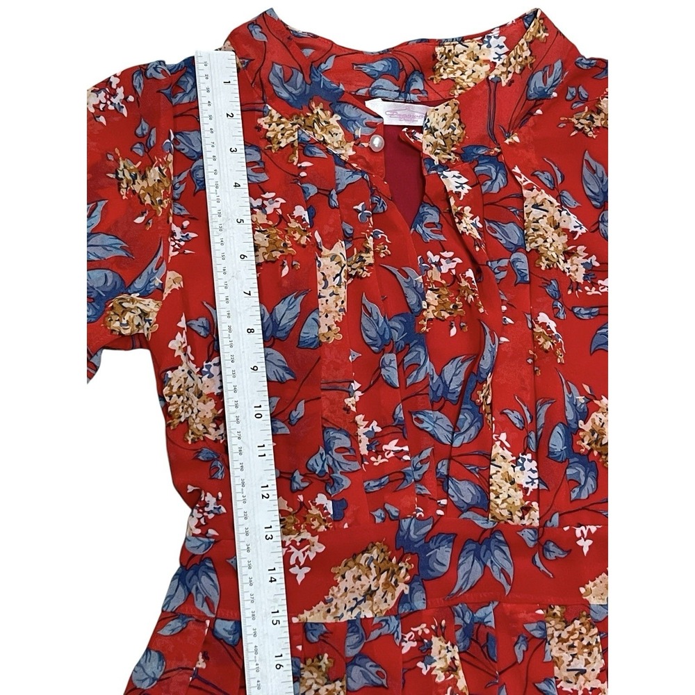 Red Floral Maxi Long Dress Medium Tie Back Classy Flowing - Picture 2 of 11